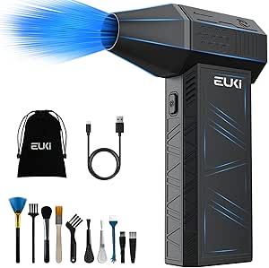 EUKI Compressed Air Duster-150000RPM Electric Air Duster, Cordless Rechargeable High-Speed Air Blower, 3-Gear Adjustable Jet Dry Blower for Keyboard, PC, Car, Air Bed and Home Cleaning, Black (X3) Computer Gear, Cleaning Essentials, Jet Fan, Air Bed, Cleaning Gadgets, Air Blower, Wind Speed, Dusters, Compressed Air