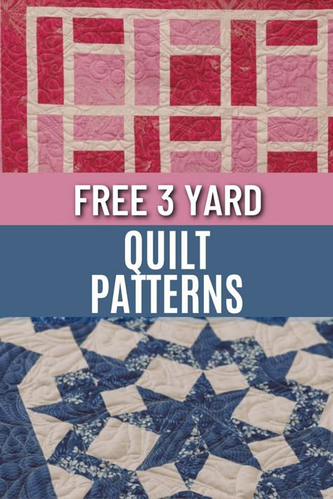 "Explore the world of quilting with our free 3-yard quilt patterns! These designs make quilting a breeze, requiring only three yards of fabric. From timeless classics to modern marvels, our patterns cater to all tastes. Download, stitch, and enjoy the satisfaction of creating stunning quilts with minimal effort. Unleash your creativity without breaking the bank - experience the joy of quilting with our complimentary 3-yard quilt patterns today!" Quilt Patterns With Three Fabrics, 3 Yards Quilt Patterns, Three Step Quilt Pattern Free, 2 Color Quilts Patterns Simple, 2 Yard Quilt Patterns Free, Four Yard Quilt Patterns Free, Perfect 10 Quilt Pattern, 3 Yd Quilt Patterns, Three Fabric Quilts