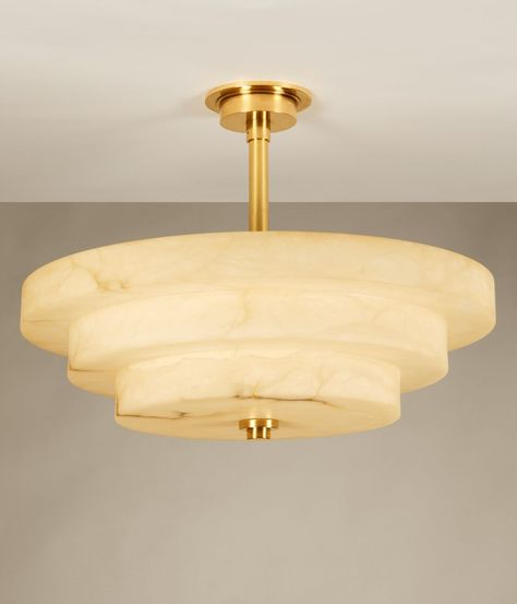 Pershore Alabaster Semi Flush Ceiling Light - Vaughan Designs Rustic Transitional Living Room, Celing Light, Flush Chandelier, Transitional Contemporary, Semi Flush Lighting, 1930s Art, Art Deco Chandelier, Semi Flush Ceiling Lights, Modern Transitional