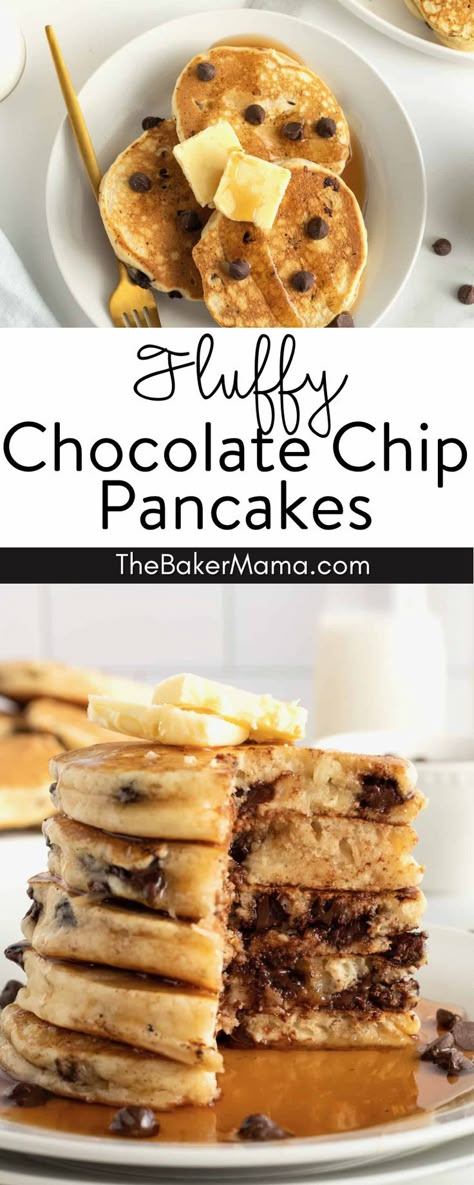 Chocolate Chip Pancakes With Bisquick, Chocolate Chunk Pancakes, Small Batch Chocolate Chip Pancakes, Chocolate Chip Pancakes For One, Mini Chocolate Pancakes, Chocolate Filled Pancakes, Choc Chip Pancakes Easy, Pancake With Chocolate Chips, Buttermilk Chocolate Chip Pancakes