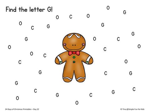 G Is For Gingerbread, Christmas Handwriting, 24 Days Of Christmas, Preschool Playground, Counting Clip Cards, Gingerbread Ideas, Gingerbread Theme, Lacing Cards, Letter Find