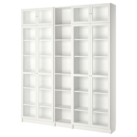 LIATORP Storage combination, white, 108 5/8x84 1/4" - IKEA Hemnes Bookcase, Billy Oxberg, Billy Ikea, Bookcase White, Bookcase With Glass Doors, Narrow Shelves, Ikea Billy Bookcase, Ikea Billy, Billy Bookcase