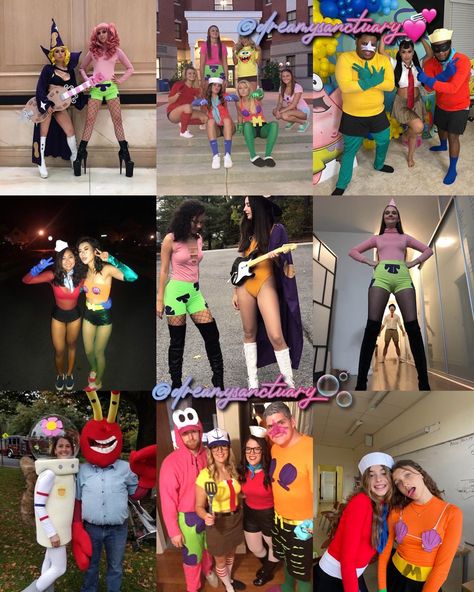 Spongebob Costumes Ideas, Spongebob Theme Party Costume, Spongebob Characters Costume Group, Spongebob Party Outfit Ideas, Spongebob Costume Ideas Women, Spongebob Birthday Party 25 Outfit, Spongebob Birthday Party Outfit, Spongebob Party Outfit, Spongebob Couples Costume