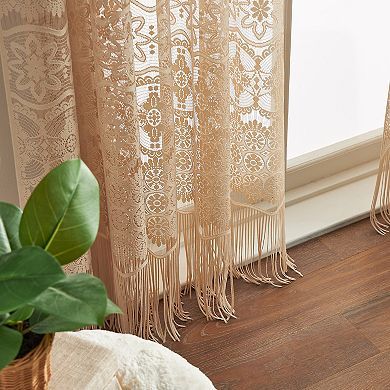 Curtains White, Lace Curtain Panels, Ivory Curtains, Boho Curtains, Drapery Rods, Bohemian Living, Lace Curtains, Bohemian Living Room, Boho Lace