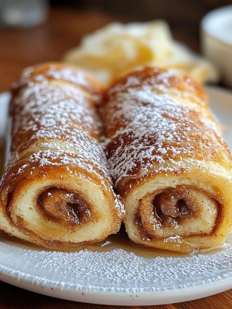 Cinnamon Roll French Toast Rolls - Taste Of Recipe French Toast Rolls Recipe, Homemade French Toast, Cinnamon Roll French, Lemon Meringue Cheesecake, French Toast Roll Ups, Cinnamon Roll French Toast, Popular Desserts Recipes, French Toast Rolls, Classic French Toast