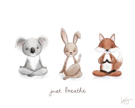 Animals Doing Yoga Illustration, Yoga Animals, Bunny Yoga, Griffin Illustration, Yoga Friends, Animal Yoga, Yoga Illustration, Fox Illustration, Kids Yoga