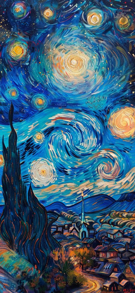 A Starry Night Wallpaper, Van Gogh Starry Night Wallpapers, فنسنت فان جوخ, Starry Night Wallpaper, Van Gogh Exhibition, Starry Night Art, Arte Van Gogh, Iphone Wallpaper Images, Abstract Art Wallpaper