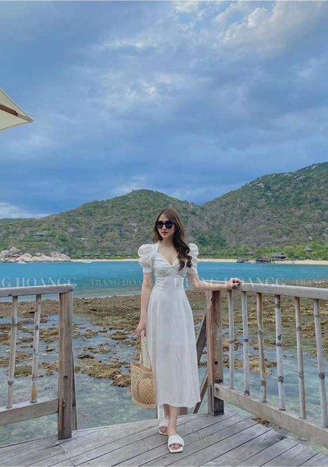 Ootd Pantai Dress, Style Pantai Hijab, Outfit Pantai Korea, Outfit Mantai, Ulzzang Dress, Korean Outfit Ideas, Dress Korea, Outfit Korean Style, Never Compromise