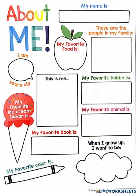 All About Me For Elementary Students, Prek All About Me Ideas, Simple Introduction Of Myself, All About My School Preschool, Art For Grade 3 Activities, 1st Grade All About Me Activities, All About Me Worksheets For Kindergarten, All About Me Activities 2nd Grade, All About Me Board Preschool