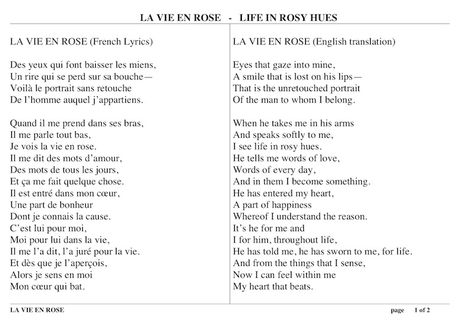 La Vie en Rose French Life Quotes With Translation, Poems In French And English, Love Letters In French, French Song Lyrics, Love Quotes In French With Translation, French Poems With English Translation, French Poems With Translation, French Poetry With Translation, French Love Songs