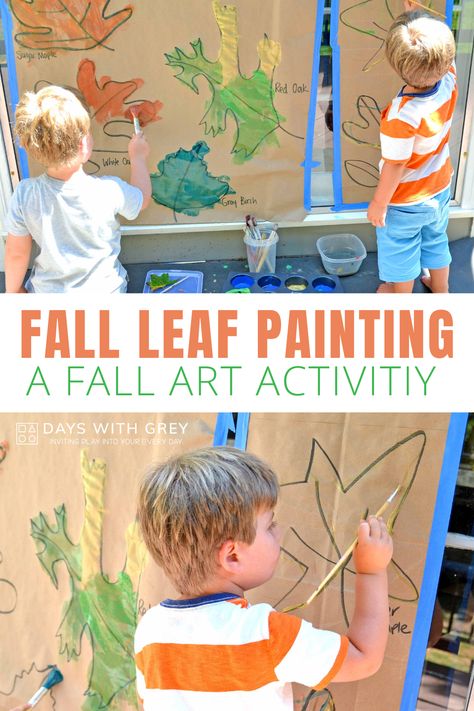 Painting For Preschoolers, Fall Leaf Painting, Leaf Pictures, Leaf Paintings, Fall Lesson Plans, Fall Preschool Activities, Fall Lessons, Leaf Book, Fall Arts And Crafts