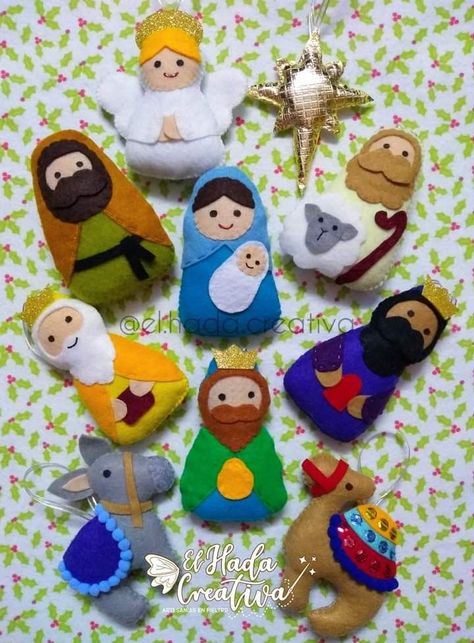 Christian Felt Ornaments, Felt Nativity Set, Felt Nativity Ornaments, Felt Nativity Scene, Baby Jesus Craft, Felt Nativity, Advent Calendar Pattern, Diy Stocking Stuffers, Felt Crafts Christmas