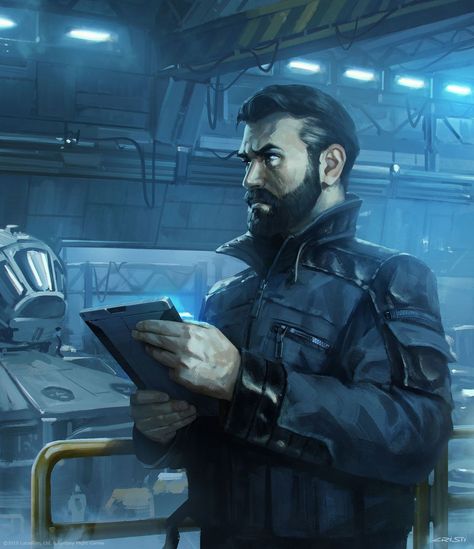 Human shipyard mechanic, space opera / sci-fi character inspiration Sci Fi Captain Concept Art, Sci Fi Mechanic Character, Scifi Mechanic Male, Star Wars Human Male Character Art, Scifi Captain, Sci Fi Captain, Star Wars Mechanic, Star Wars Character Concept, Sci Fi Mechanic