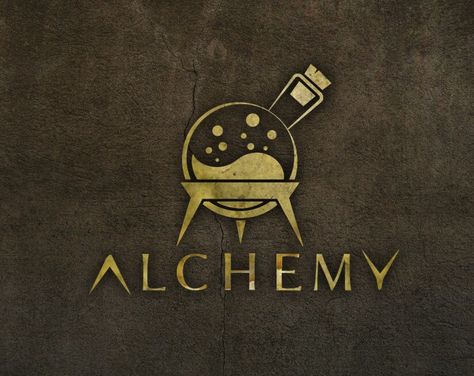 Alchemy Graphic Design, Alchemy Logo Design, Mixology Aesthetic, Steampunk Typography, Background Chemistry, Alchemy Aesthetic, Alchemy Logo, Little Alchemy, Mystic Logo