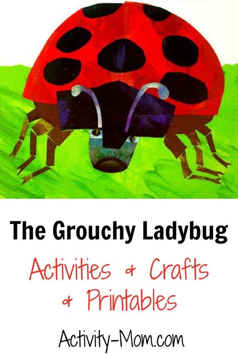 Activities and Crafts for Kids to go with the book The Grouchy Ladybug by Eric Carle. Free Grouchy Ladybug printables and games. Ladybug craft ideas and sensory bins. The Very Grouchy Ladybug Activities, Ladybug Art Kindergarten, The Grouchy Ladybug Crafts, Grouchy Ladybug Activities Preschool, Parts Of A Ladybug, Ladybug Craft Preschool, Ladybug Sensory Bin, Grouchy Ladybug Craft, Ladybug Games