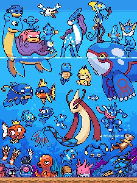 Pixel Pokemon, 150 Pokemon, Water Type Pokemon, Pokemon Pixel Art, Pokemon Pixel, Pokemon Sketch, Pixel Art Pokemon, Piskel Art, Pokemon Poster