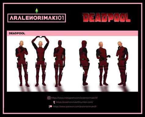 Sims 4 Deadpool Cc, Deadpool Sims 4 Cc, Deadpool Skin, Wolverine Costume, Deadpool Mask, Ts4 Poses, Deadpool Costume, Deadpool Movie, Play Sims