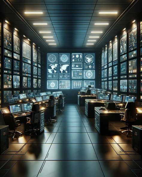 🚀🌌 Command Central: The Heartbeat of High-Tech Operations 🖥️✨ Swipe to step inside the nerve centers where the future is monitored and managed. These high-tech control rooms, equipped with arrays of glowing screens and state-of-the-art interfaces, are where data meets decision-making. 👨‍💻 From global surveillance to intricate system controls, every pixel pulses with critical information, guiding the unseen hands that keep our world in motion. These hubs are not just rooms; they are the brai... Control Room, Systems Thinking, Tech Aesthetic, Command And Control, Future Perfect, Nerve, Step Inside, High Tech, Decision Making