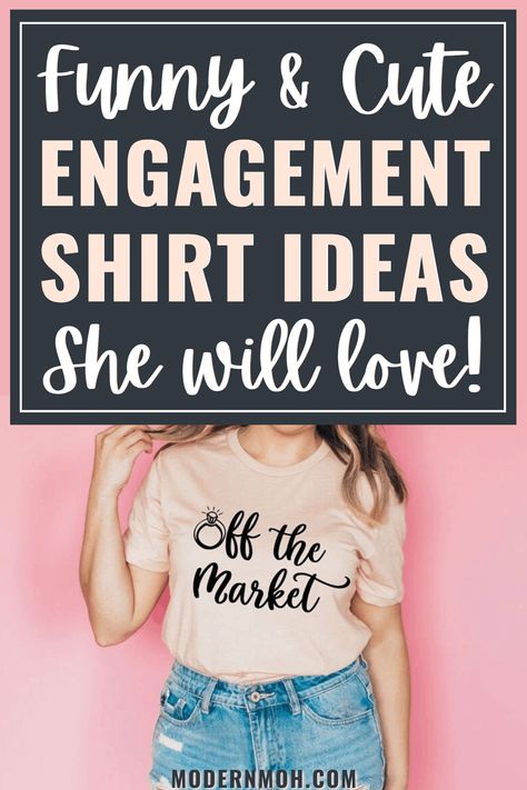 Looking for some adorable attire to match your new bling? Check out these 12 engagement shirts perfect for any future Mrs! #engagementshirts #engagementshirtsforcouples #futuremrsshirts #ModernMOH Engagement Shirt Ideas, Bride To Be Shirts, Unique Bride Gifts, Cute Engagement Gifts, Engagement Shirts, Best Engagement Gifts, Bridal Shower Shirts, Funny Engagement, Engagement Shirt