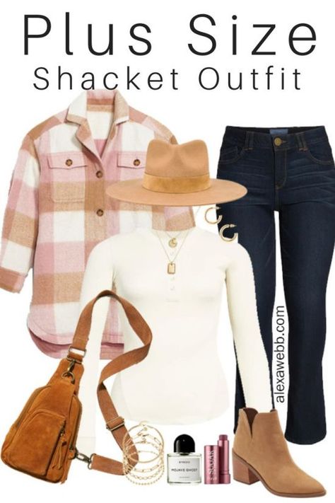 Plaid Shacket Outfit, Dark Bootcut Jeans, Fall Into Winter, Shacket Outfit, Alexa Webb, 50th Clothes, Plus Size Winter Outfits, Outfit For Fall, Plus Size Pink