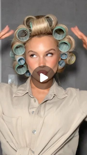 Brookelle McKenzie on Instagram: "yes to bouncy hair 🥹🫧✨☁️ #grwm #hair #hairtutorial #sharkbeauty" Curling Hair With Curlers, How To Pin Curls After Curling, How To Use Curlers Rollers, Hair Roller Patterns, Hot Rollers For Long Hair, Rollers In Hair, Hair In Curlers, Hot Roller Curls, Brookelle Mckenzie