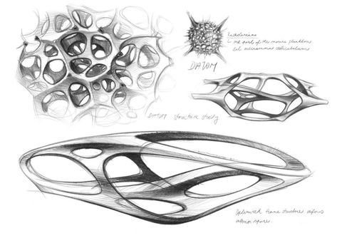 Zaha Hadid Sketch, Bionic Design, Drukarka 3d, Generative Design, Industrial Design Sketch, Interior Sketch, Parametric Design, Form Design, Zaha Hadid