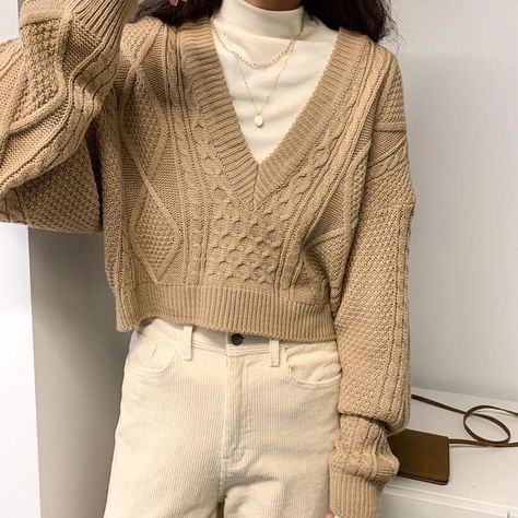 d9731321ef4e063ebbee79298fa36f56desc33506808ri Cropped Cable Knit Sweater, Millennials Fashion, Looks Pinterest, Vintage Grunge, Indie Outfits, Mode Inspo, 가을 패션, Mode Vintage, Looks Style