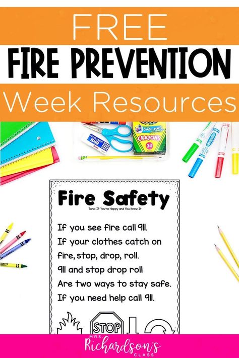 Fire Prevention Week Kindergarten, Fire Safety Crafts For Preschoolers, Fire Safety Craft, Fire Prevention Activities, Fire Safety Kindergarten, Fire Prevention Week Preschool, Fire Prevention Week Activities, Fire Safety Lesson Plans, Fire Safety Lessons