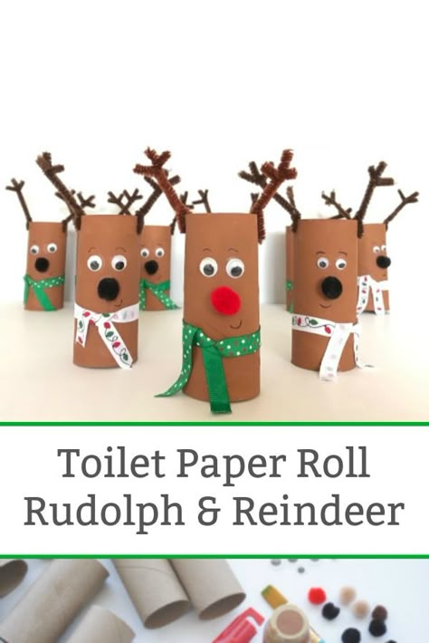 Paper Roll Reindeer, Reindeer Craft For Kids, Reindeer Toilet, Ellie Art, Rudolph Crafts, Toilet Paper Roll Craft, Jul Diy, Kids Christmas Crafts, Roll Craft