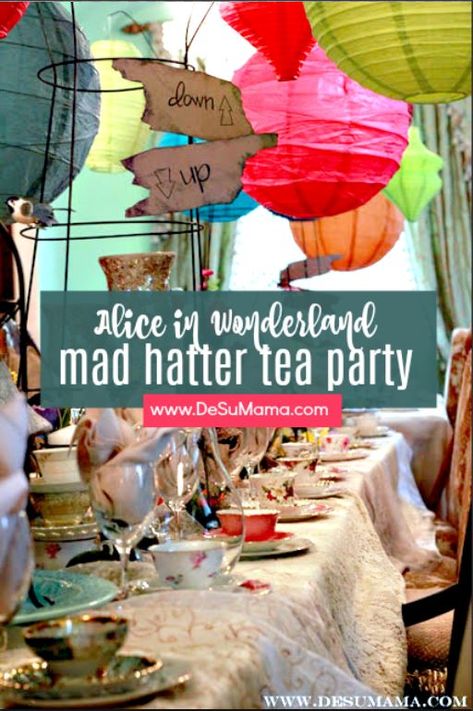 Bridal Shower Tea Party Food, Alice In Wonderland Themed Party, Party For Adults, Birthday Themes For Adults, Mad Hatters Tea Party, Wonderland Decorations, Alice In Wonderland Decorations, Birthday Party Decorations For Adults, Alice In Wonderland Tea Party Birthday