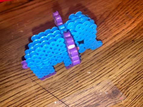 3d assembled stabding regular size perler bead elephant ( the take apart one is on my page ) Smurf Perler Beads, Perler Bead Eeyore, Dumbo Perler Beads, 3d Elephant Perler Beads, Elephant Hama Beads, Ironing Beads, 3d Perler Bead, Take Apart, Bead Ideas