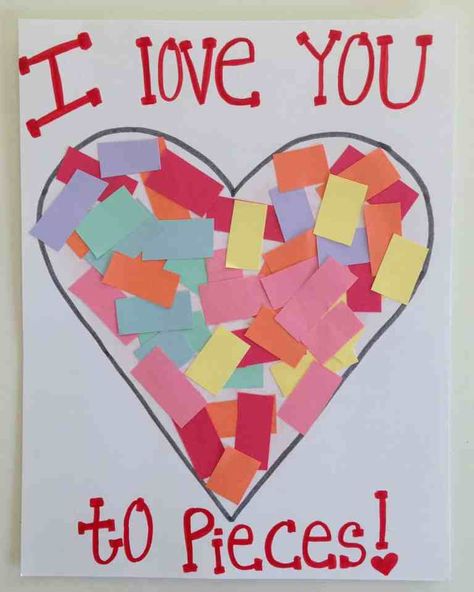 Preschool Valentine Crafts, Quotes Valentines Day, Valentines Bricolage, February Crafts, Love You To Pieces, Valentine's Day Crafts For Kids, Preschool Valentines, Valentine Activities, Valentine Crafts For Kids