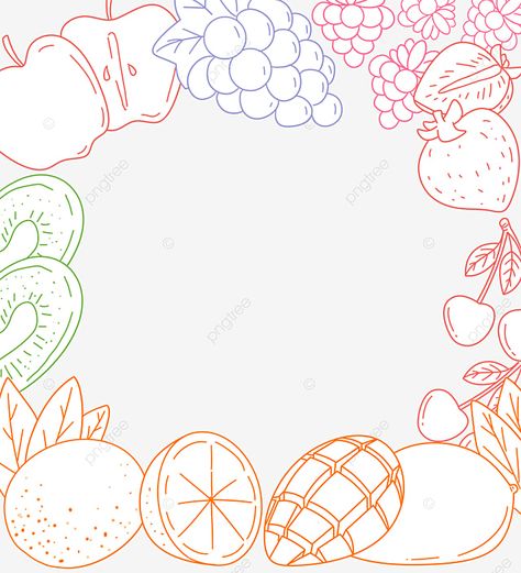 Fruit Border Design, Fruit Line Drawing, Evs Project, Border Drawing, Drawing Fruit, Wing Drawing, Fruit Drawing, Hand Drawn Border, Faith Journal