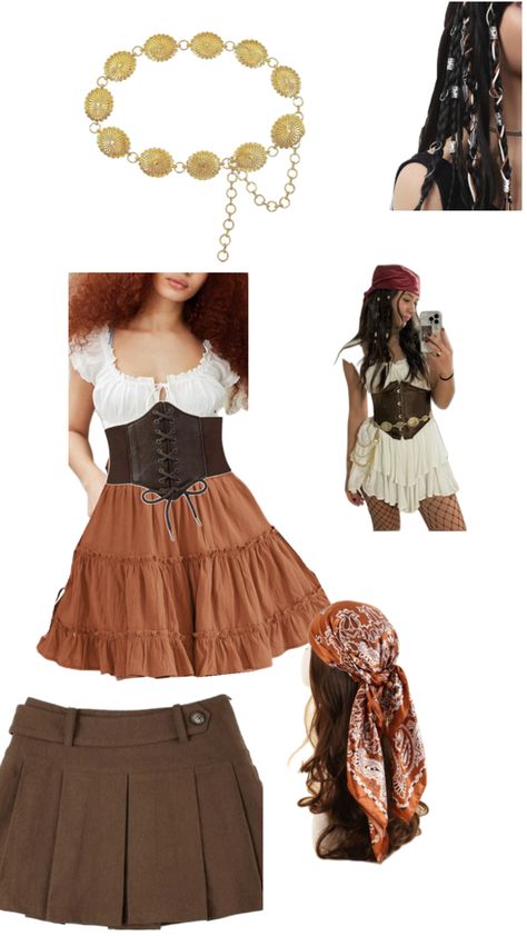 girls pirate cosplay halloween costume women bandana skirt brown white blouse dress cute Bandana Skirt, Pirate Girl Costume, Halloween Costume Women, White Blouse Dress, Women Bandana, Girl Pirates, Pirate Cosplay, Female Pirate Costume, Fun Office