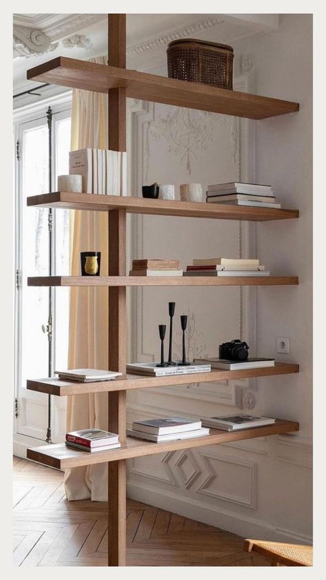 Multifunctional Living Room, Multifunctional Living, Small Bedrooms, Stunning Interiors, Bedroom Designs, Room Decorations, Decor Minimalist, Shelf Design, Book Shelf