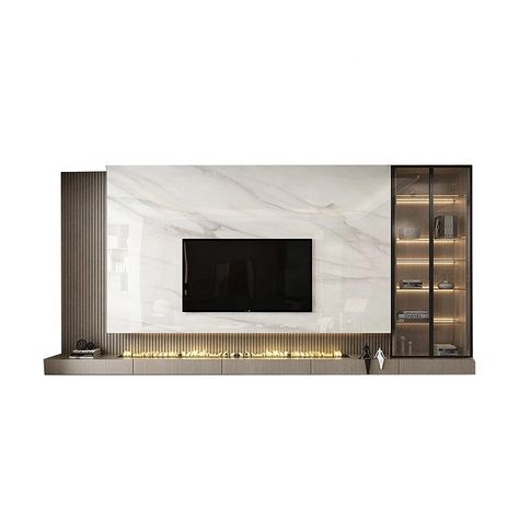 Tv Wall Marble And Wood, Living Room With Marble Wall, Living Room Marble Wall, Tv Stand Room, Background Tv, Tv Unit Marble Design, Tv Wall Marble, Marble Tv Stand, Minimalist Tv Wall Design