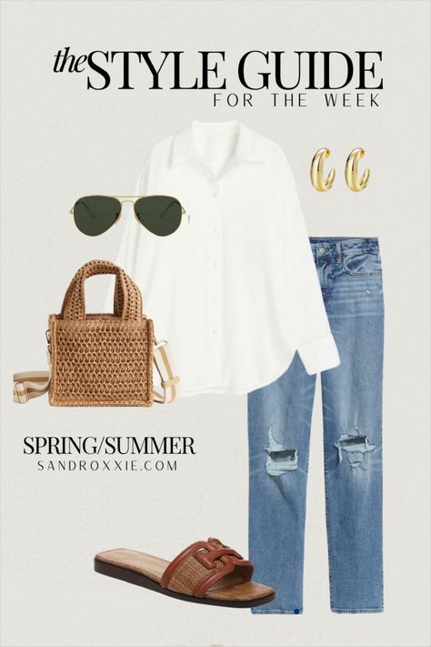 Spring Outfits With Jeans 2023, Casual Transitional Outfits, Easter Lunch Outfit, Minimalist Beach Vacation Outfits, Vacation Midsize Outfits, Easter Lunch Outfits For Women, Spring Getaway Outfits, Work Lunch Outfit Summer, Lunch Date Outfit Casual Classy Summer