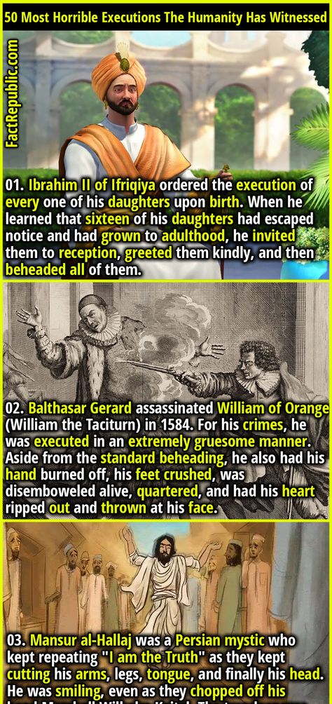 50 Most Horrible Executions The Humanity Has Witnessed - Fact Republic Funny History Facts, Funny Weird Facts, Interesting Facts About Humans, Epic Facts, Weird History Facts, Creepy History, Facts About Humans, Fact Republic, True Interesting Facts