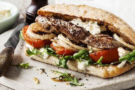 Roast Lamb Sandwich, Roasted Garlic Mayo, Lamb Sandwich, Lamb Steak, Steak Sandwich Recipes, Lamb Steaks, Garlic Mayo, Gourmet Sandwiches, Sandwich Fillings