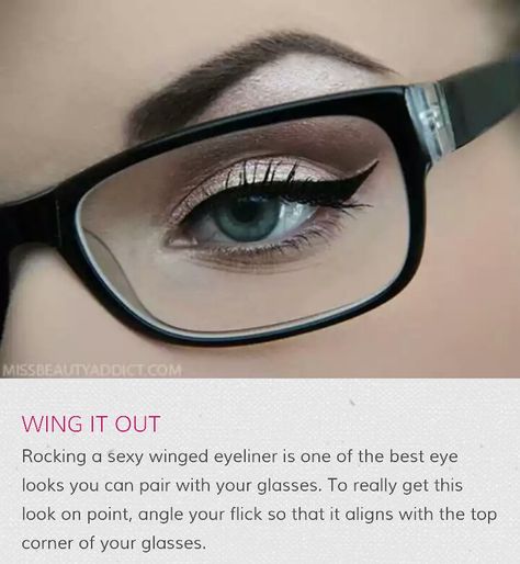 Winged eyeliner with glasses Eye Makeup For Spectacles, Eye Makeup For Hooded Eyes And Glasses, Winged Eyeliner With Glasses, Eyeliner For Glasses Wearers, Eyeliner For Glasses, Make Up For Glasses Wearer, Eyeliner With Glasses, Vintage Eyeliner, Makeup For Glasses