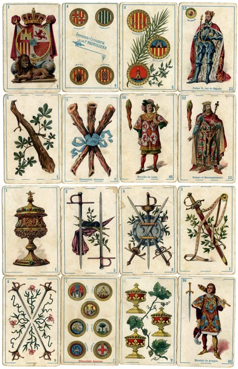 Briscola Card, Tarot Cards With Playing Cards, Spanish Cards Design, Scopa Cards, Tarot Card With Playing Cards, Mexican Playing Cards, Playing Cards Vintage, Medieval Tarot, Medieval Playing Cards