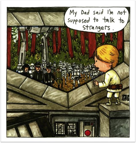 Luke Skywalker And Darth Vader, Vader And Son, Darth Vader And Son, Yuri On Ice Comic, Star Wars Love, Talk To Strangers, Star Wars Comics, Disney Jokes, Geek Humor