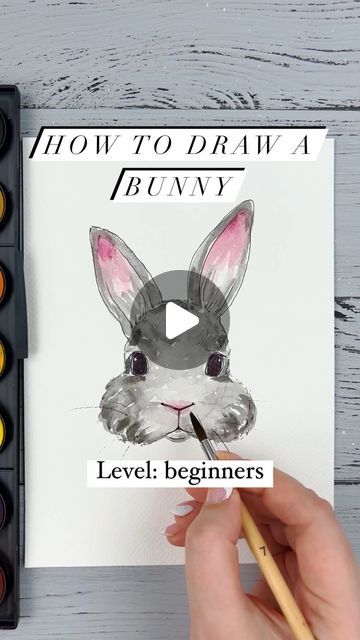 DRAWING TUTORIALS🔹WATERCOLOR🔹SKETCHING on Instagram: "How to draw a bunny?🐰💖  ⭐️Join my Patreon art lesson subscription via link in my bio @dreamanddraw.school  🎨Get my free demo lesson. Link in my bio👆  New video tutorial for watercolor sketching beginners😍  #watercolor #watercolour #watercolorsketching #artlessons #arttutorial #watercolorvideotutorial #watercolortutorial #sketchtutorial #dreamanddrawschool #sketchingtutorial" Watercolour Drawing For Beginners, Bunny Watercolor Tutorial, Watercolor Art For Beginners Tutorials Videos, How To Draw A Rabbit, Watercolor Animals Tutorial, Watercolor Videos Tutorial, How To Draw A Bunny, Cute Bunny Sketch, Sketching Beginners