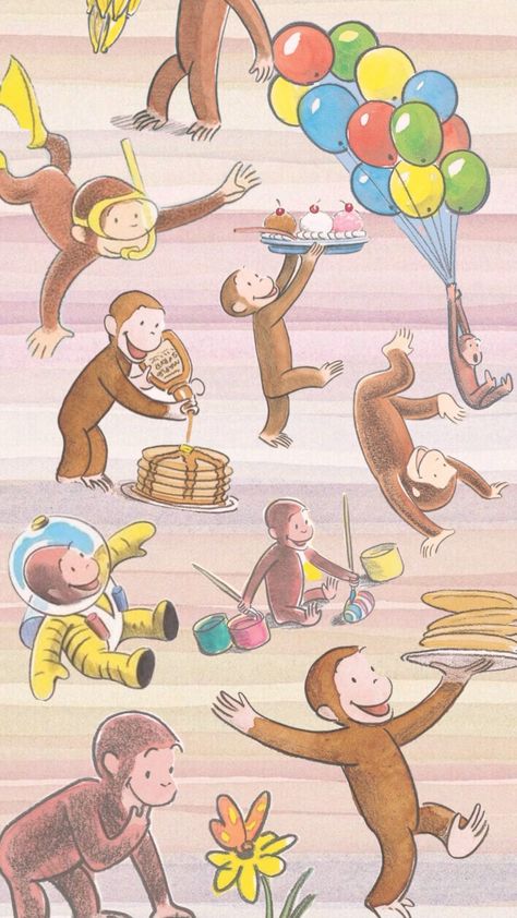 Curious George!#wallpaper #collage #curiousgeorge #childhood #nostalgia #aesthetic #pastel #summerwallpaper Curious George Wallpaper, Nostalgia Aesthetic Wallpaper, Childhood Nostalgia Aesthetic, Nostalgia Wallpaper, Phone Wallpaper Pastel, Rabbit Wallpaper, Monkey Wallpaper, Nostalgia Aesthetic, Vintage Flowers Wallpaper