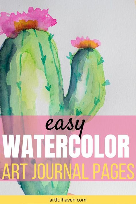 Watercolor Project Ideas, Watercolor Marker Art Ideas, Watercolor Bookmarks Tutorials, Watercolor Prompts For Beginners, Watercolor Cactus Paintings, Watercolor Cactus Tutorial, Middle School Watercolor Projects, 5th Grade Watercolor Projects, Watercolor Marker Art