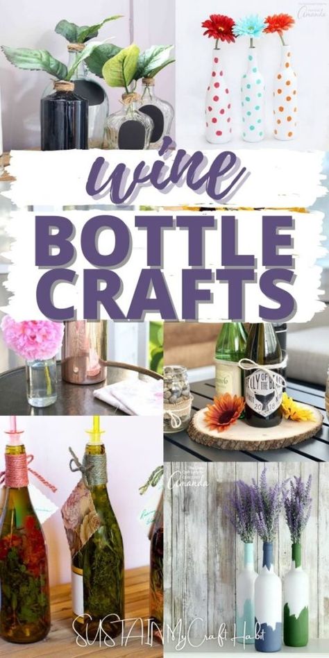 Wine Bottle Hanger, Decor Upcycle, Wine Bottle Lanterns, Unique Wine Bottles, Stick Decor, Bottle Projects, Wine Bottle Vases, Wine Bottle Centerpieces, Wine Bottle Lamp