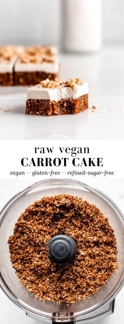 Raw Vegan Carrot Cake, Raw Carrot Cake, Vegan Carrot Cake Recipe, Deserturi Raw Vegan, Vegan Carrot Cake, Raw Vegan Desserts, Vegan Carrot Cakes, Raw Carrots, Raw Cake