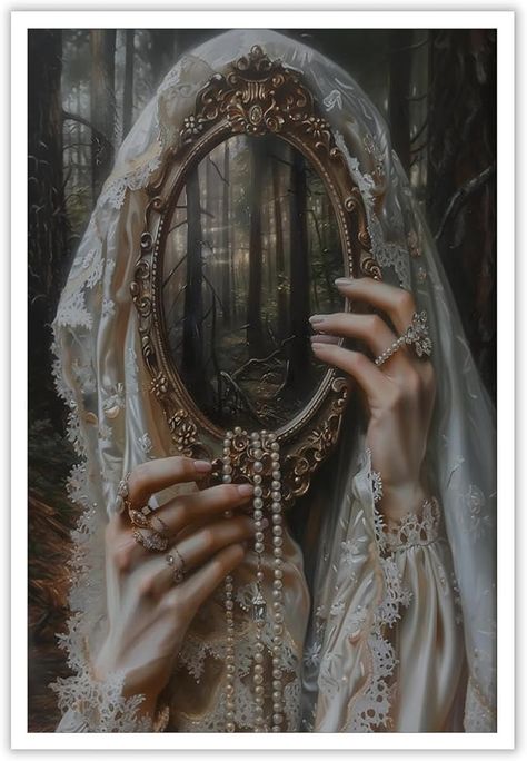 Amazon.com: Generic Witch Mirrored Reverie Picture Painting，Moody Victorian Wall Art, Dark Academia Print Canvas, Gothic Woman Dark Wall Art, Halloween Aesthetic Poster for Wall (12x16in Unframed): Posters & Prints Dark Victorian Aesthetic, Spa Artwork, Victorian Gothic Aesthetic, Gothic Photoshoot, Gothic Art Prints, Academia Prints, Dark Siren, Moody Victorian, Wall Art Dark Academia