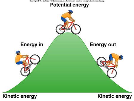 TJ. Potential energy is the stored or pent-up energy of an object. Potential energy is often associated with restoring forces such as a spring or the force of gravity. The action of stretching the spring or lifting the mass is performed by an external force that works against the force field of the potential. This work is stored in the force field, which is said to be stored as potential energy. If the external force is removed the force field acts on the body to perform the work as it moves the Work Energy And Power, Kinetic And Potential Energy, Physical Science Lessons, Science Anchor Charts, 8th Grade Science, Potential Energy, 5th Grade Science, Force And Motion, Kinetic Energy