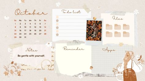 Beige Brown Cozy Aesthetic Collage October 2023 Calendar Organizer Desktop Wallpaper / aesthetic, october, calendar, motivational, wallpaper, scrapbook, autumn, desktop, organizer, cottagecore / #canva #canvatemplate #freetemplate #canvapro October 2023 Desktop Wallpaper, Brown Cozy Aesthetic, October 2023 Calendar, Wallpaper Scrapbook, Aesthetic October, Calendar Organizer, Minimalist Desktop Wallpaper, November Calendar, October Calendar